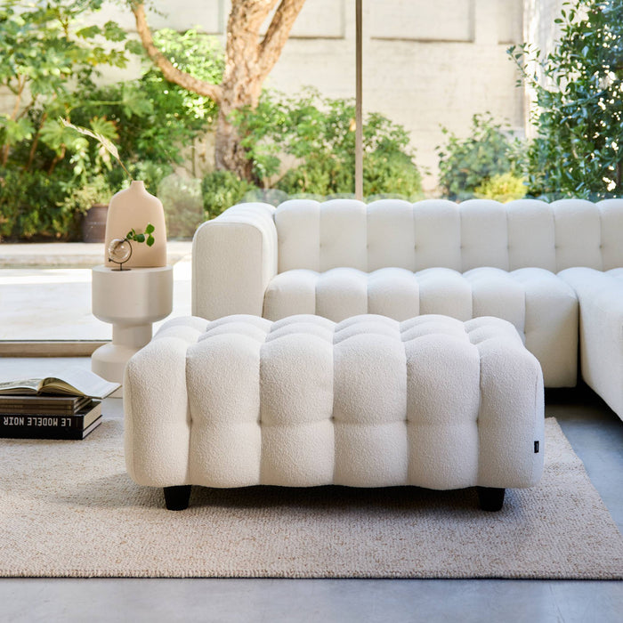 sweeek - Poef, bouclé voetenbankje voor 3-zits hoekbank Leon