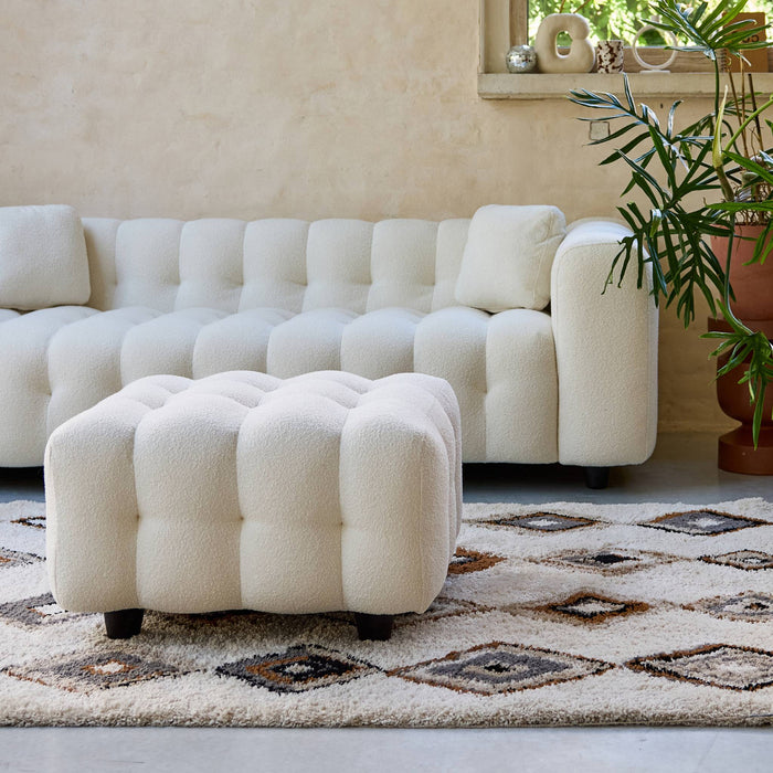 sweeek - Poef, bouclé voetenbankje voor 3-zitsbank Leon