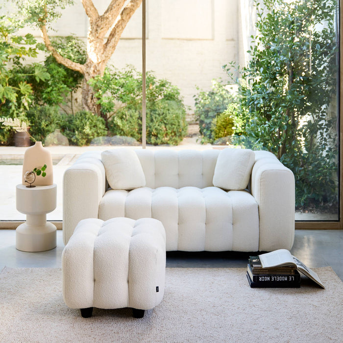 sweeek - Poef, bouclé voetenbankje voor 2-zitsbank Leon