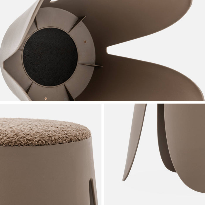 sweeek - Set van 4 stapelkrukken in boucléstof