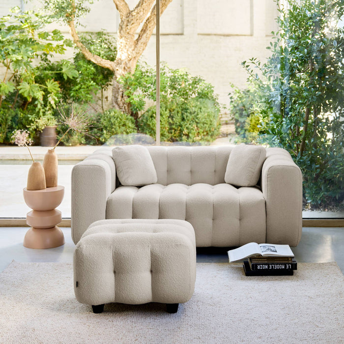 sweeek - Poef, bouclé voetenbankje voor 2-zitsbank Leon