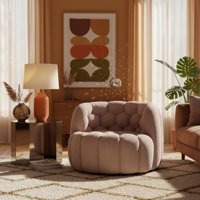 DÉJA Living - Draaifauteuil - Taupe Stof - 100x98x72cm - Trones