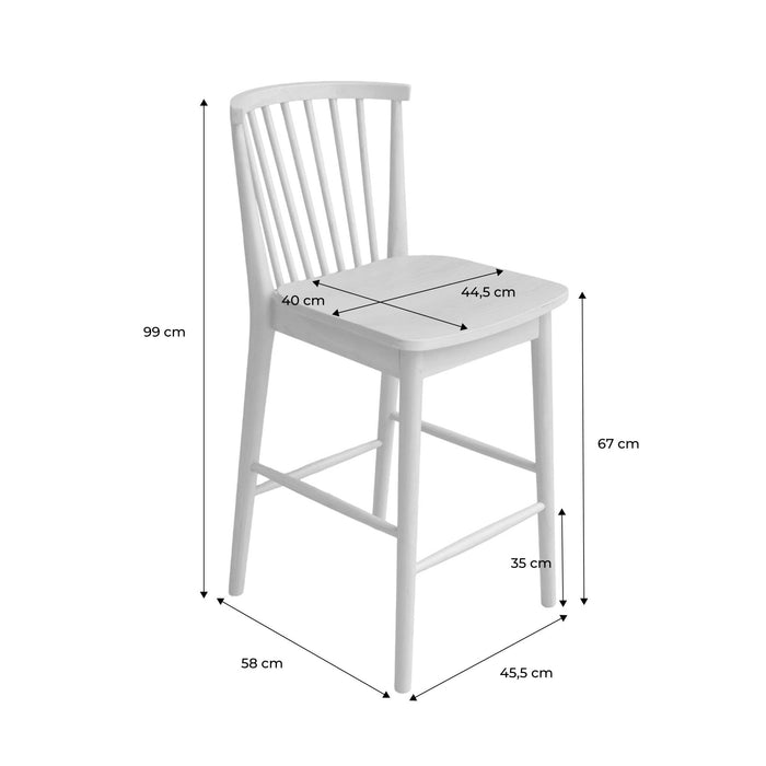 sweeek - Rubberhouten barstoel met spijlen (set van 2)