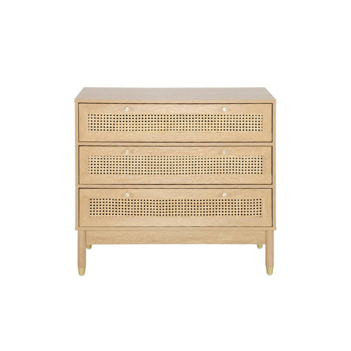 sweeek - Ladekast houteffect en vlechtwerk 3 laden