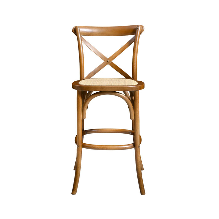 sweeek - Vintage rubberhouten bistro barkruk met voetensteun