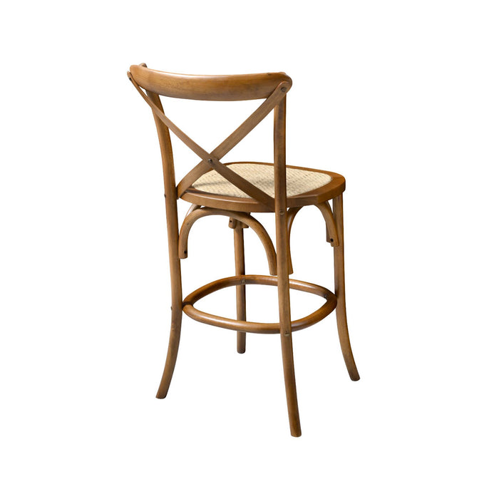 sweeek - Vintage rubberhouten bistro barkruk met voetensteun