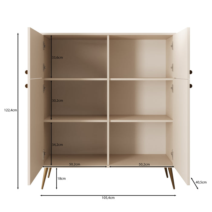 Meubella - Reunion - Dressoir - Beige - 105x41x122 cm