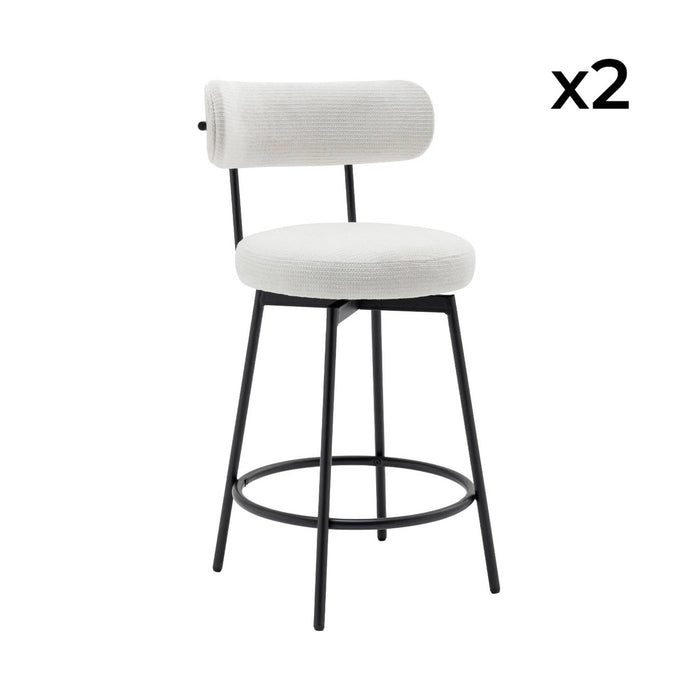 sweeek - Barstoel draaibare zitting metaal en stof (set van 2)