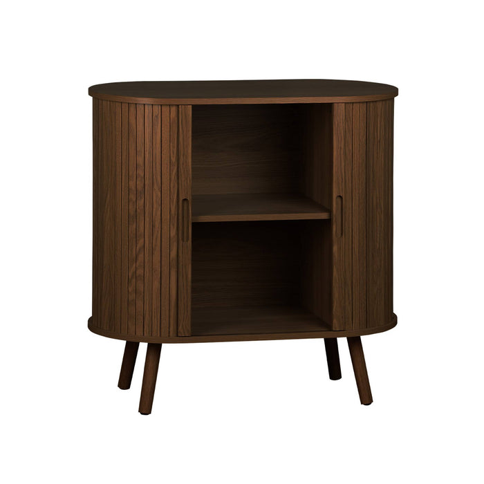 sweeek - Scandinavisch dressoir houteffect gegroefd 2 schuifdeuren
