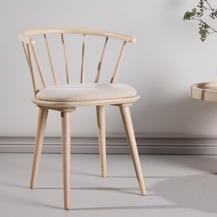 Nest living Paco Houten Eetkamerstoel Vast Zitkussen - whitewash