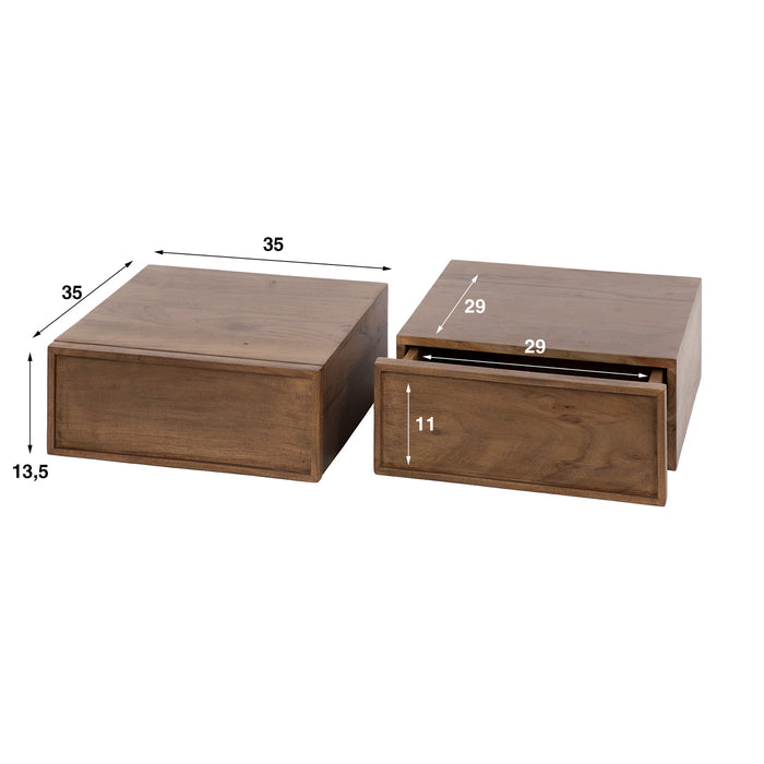 Giga Meubel - Nachtkastje Bruin Hout - 35x35x14cm - Frame
