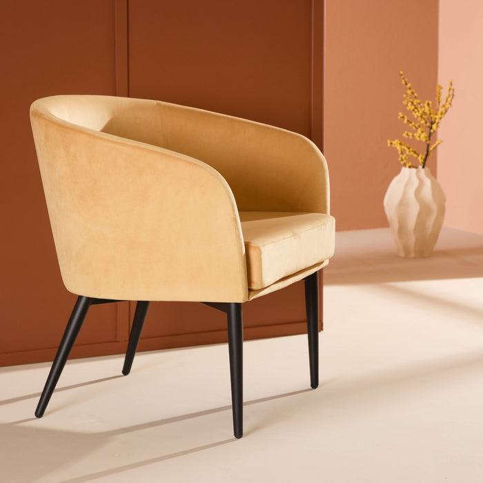 Fjôrd - Fauteuil Geel Velvet - 66x64x70cm - Fluffy