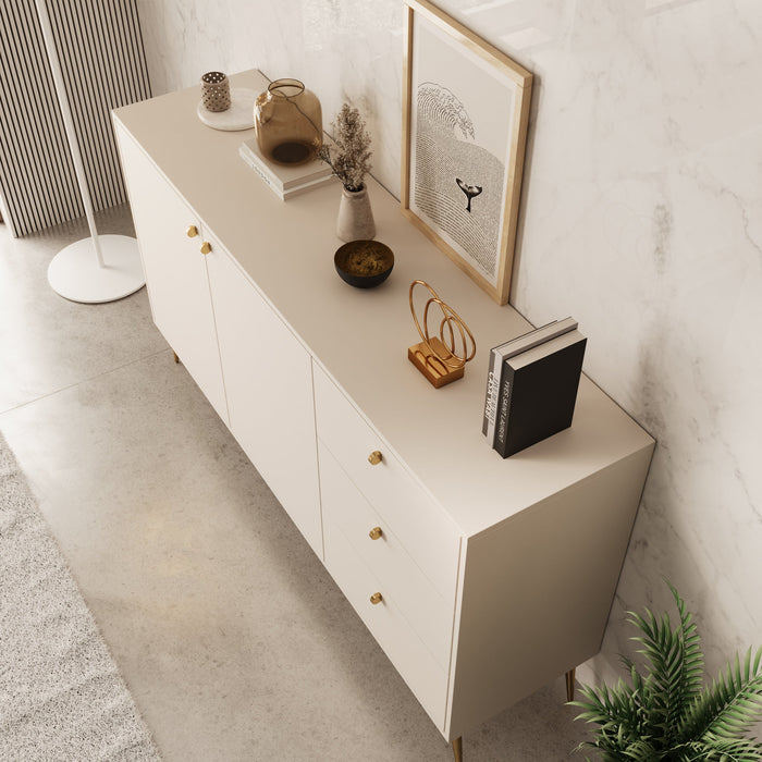 Meubella - Reunion - Dressoir - Beige - 156x41x89 cm