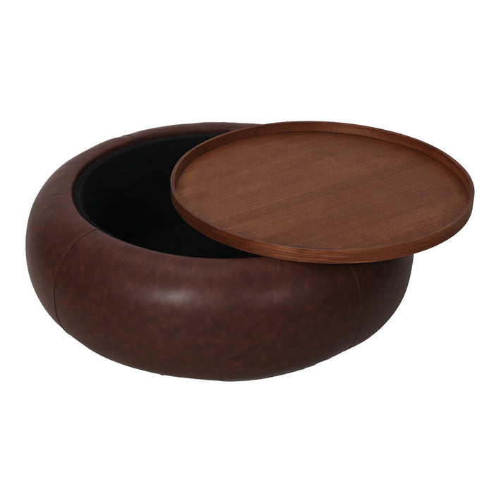 DÉJA Living - Salontafel - Bruin|Walnoot - PU - Ø102cm - Draby