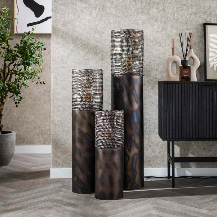 Giga Meubel - Vloerlamp Zwart|Bruin - 1-Lichts - 60cm - Cilinder