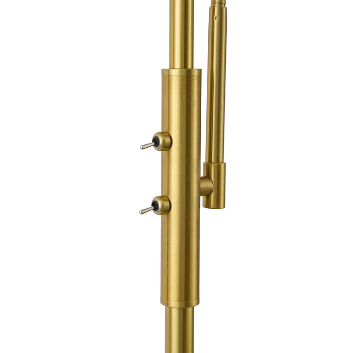 QAZQA Design vloerlamp messing met amber glas 2-lichts - Brianna