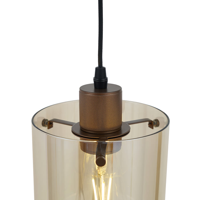 QAZQA Moderne spot donker brons met amber glas voor railsysteem