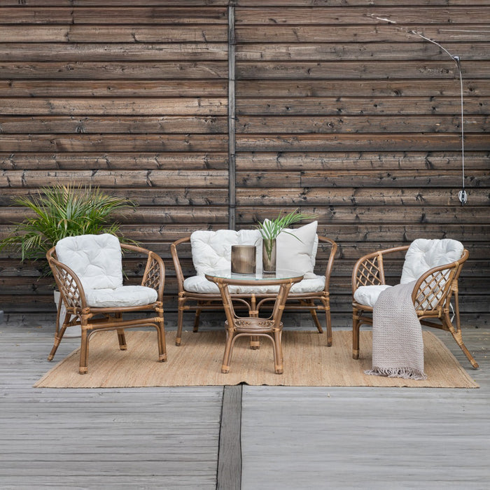 Fjôrd - Loungeset Off White|Bruin Rotan - 68x115x71cm - Wera