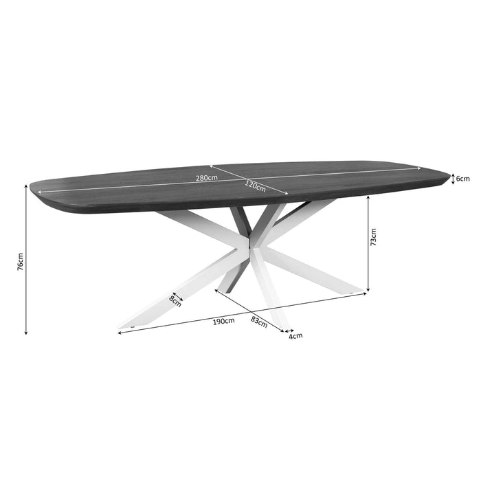 StarFurn - Eettafel Deens Ovaal Bruin|Zwart - 280x110x76cm - Madison
