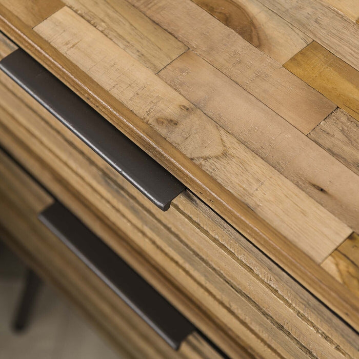 Giga Meubel - Nachtkastje Naturel Hout - 45x30x60cm - Teca Strip