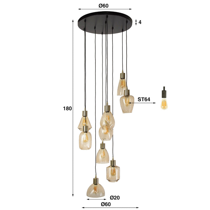 Giga Meubel - Hanglamp Amber - 9-Lichts - Leaf