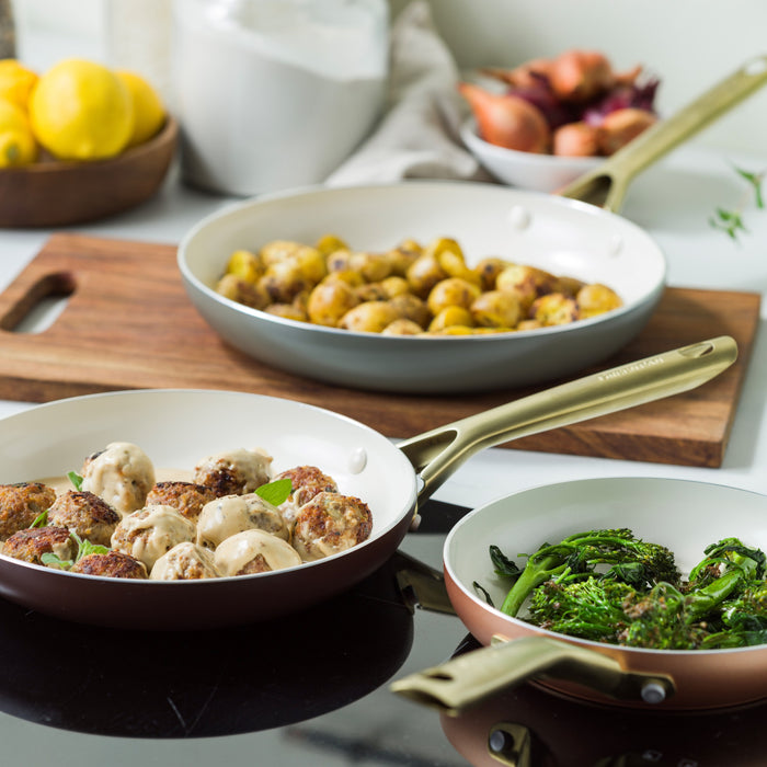 Greenpan Padova koekenpannenset 3 delig - copper, chocolate, quartz