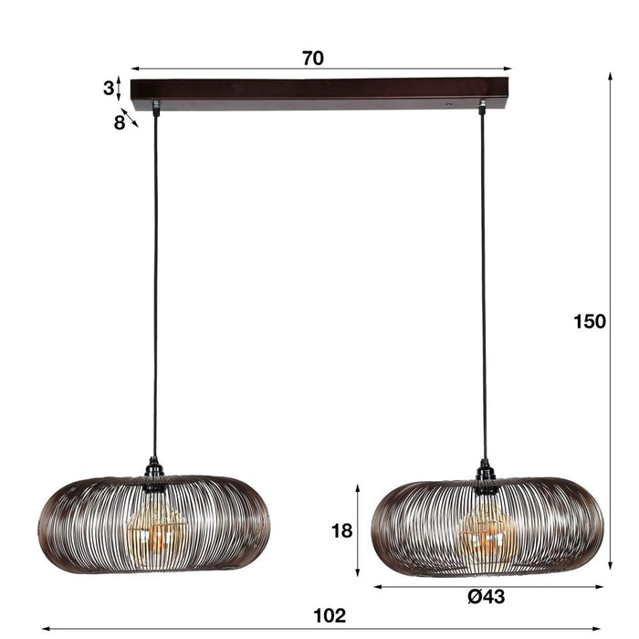 Giga Meubel - Hanglamp Zwart - 2-Lichts - 102x43x150cm - Disk
