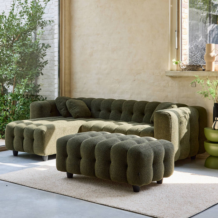 sweeek - Poef, bouclé voetenbankje voor 3-zits hoekbank Leon