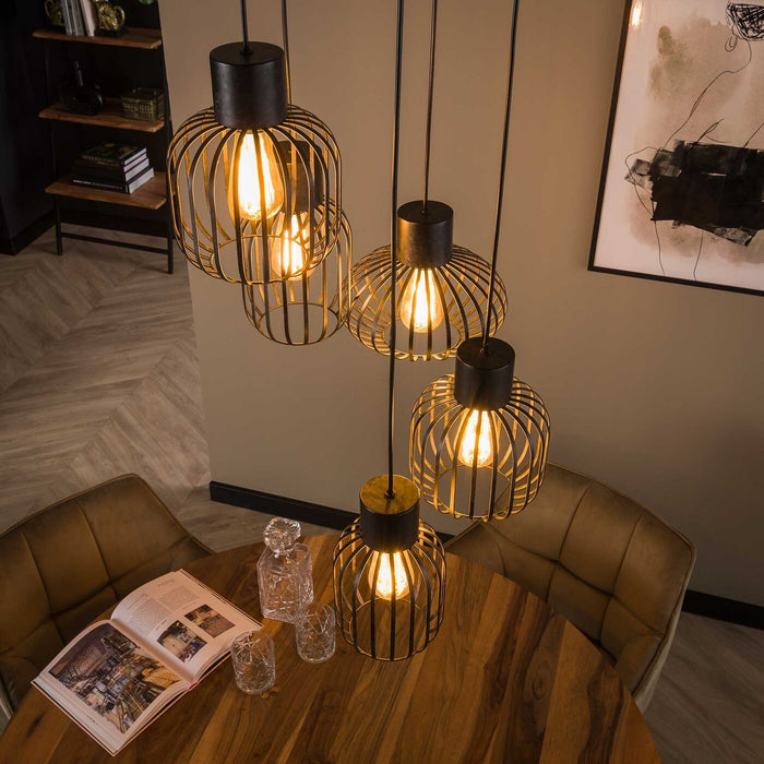 Giga Meubel - Hanglamp Zwart - 5-Lichts - 180x47x47cm - Getrapt