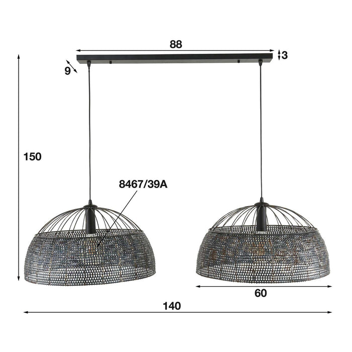 Giga Meubel - Hanglamp Zwart|Bruin - 2-Lichts - Armor