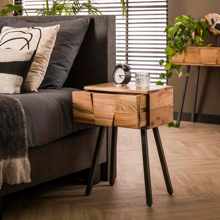 Giga Meubel - Nachtkastje Bruin Hout - 1-Lade - 60x40x30cm - Demn