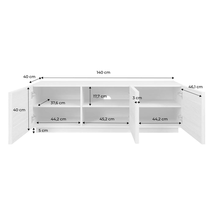 sweeek - TV-meubel houteffect 3 deuren 140cm