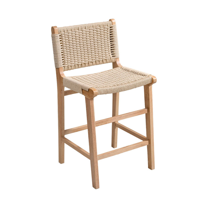 sweeek - Barstoelen van rubberhout en zitting met gevlochten touw (set