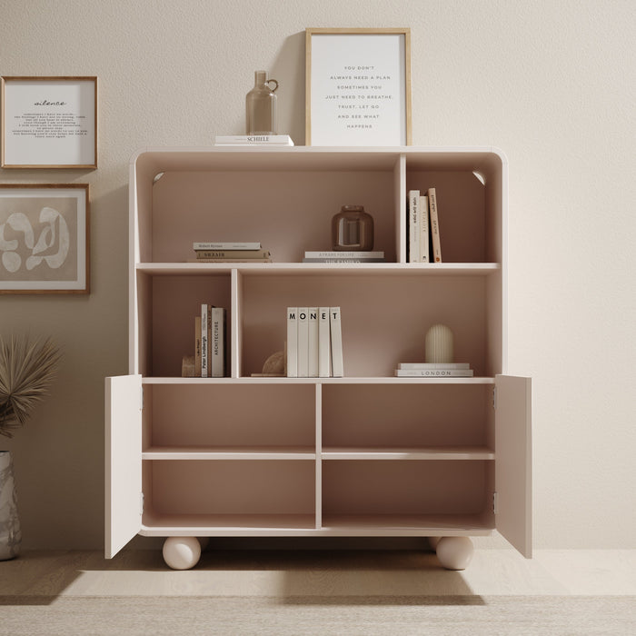 Meubella - Anobo - Boekenkast - Beige - 108x39x121 cm
