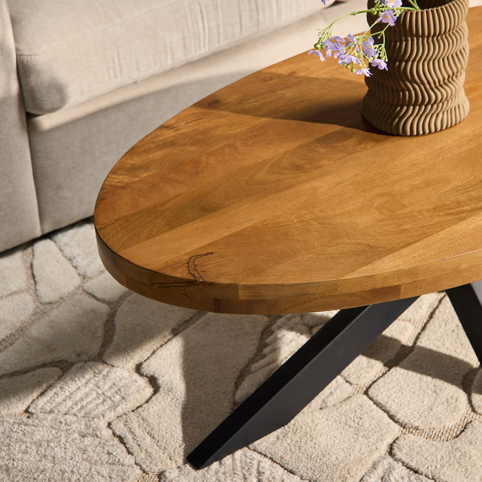 StarFurn - Salontafel Ovaal Naturel Hout - 130x70x46cm - Denver