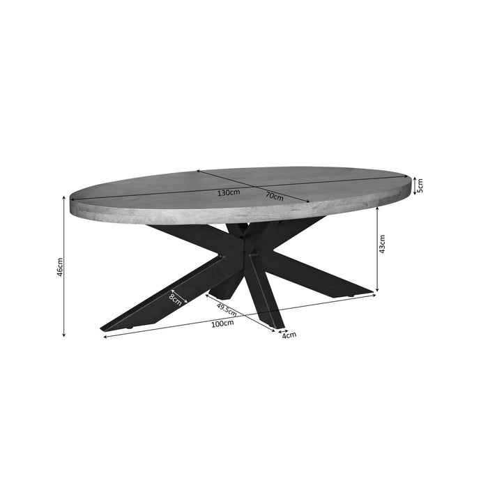 StarFurn - Salontafel Ovaal Naturel Hout - 130x70x46cm - Denver