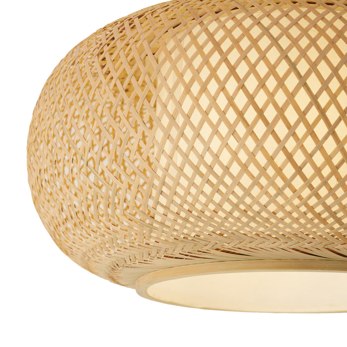 QAZQA Japandi plafondlamp bamboe met witte binnenkant - Liva