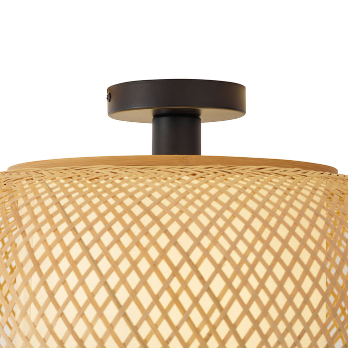 QAZQA Japandi plafondlamp bamboe met witte binnenkant - Liva