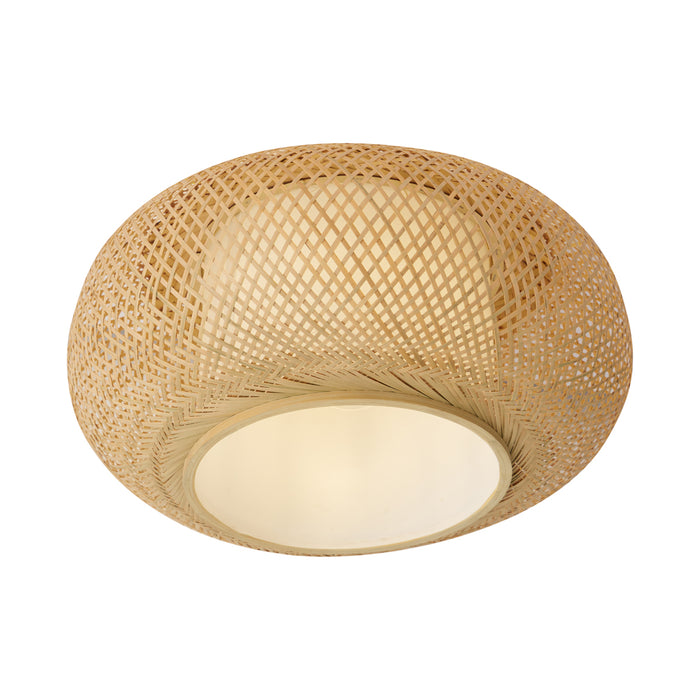 QAZQA Japandi plafondlamp bamboe met witte binnenkant - Liva