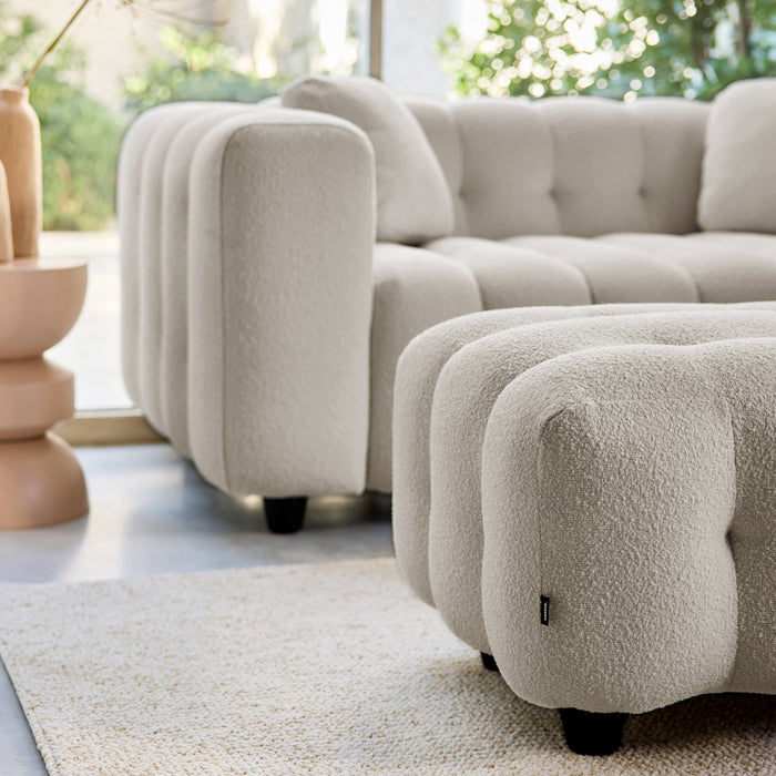 sweeek - Poef, bouclé voetenbankje voor 2-zitsbank Leon