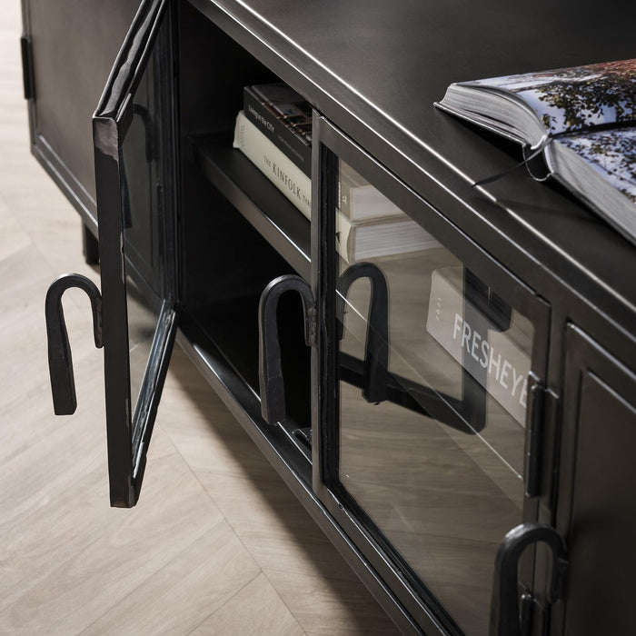 Giga Meubel - TV-meubel Zwart Metaal - 4-Vaks - 180x40x50cm - Rift