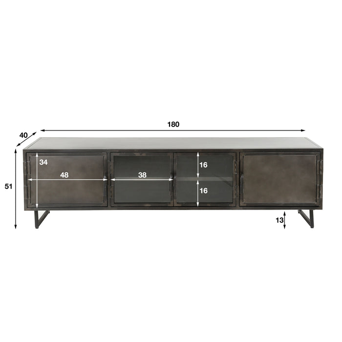 Giga Meubel - TV-meubel Zwart Metaal - 4-Vaks - 180x40x50cm - Rift