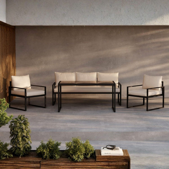 Fjôrd - Tuinset Zwart|Beige Staal - 69x179x66cm - Catania