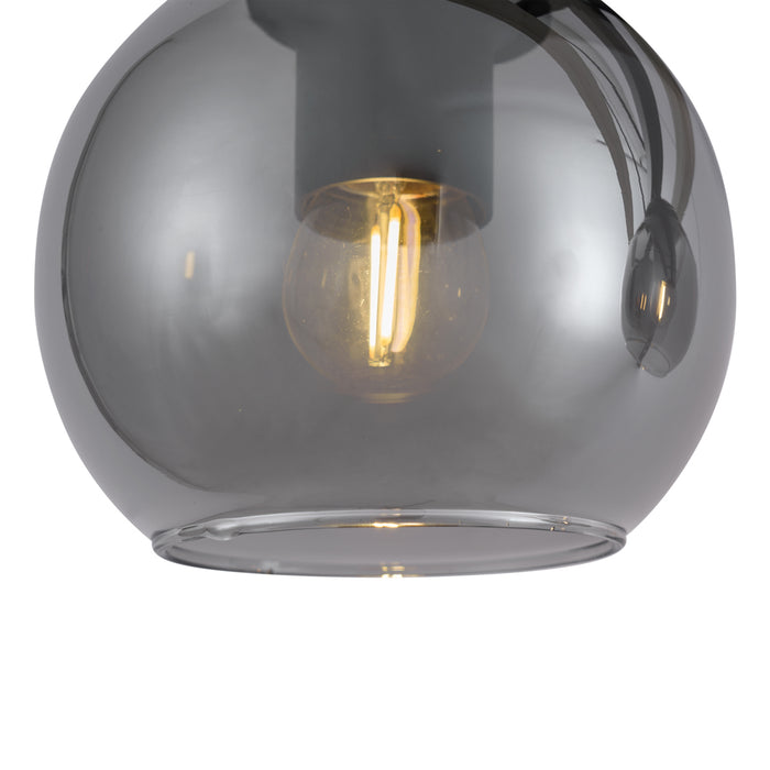 QAZQA Moderne hanglamp zwart met hout en smoke glas 4-lichts - Aleks