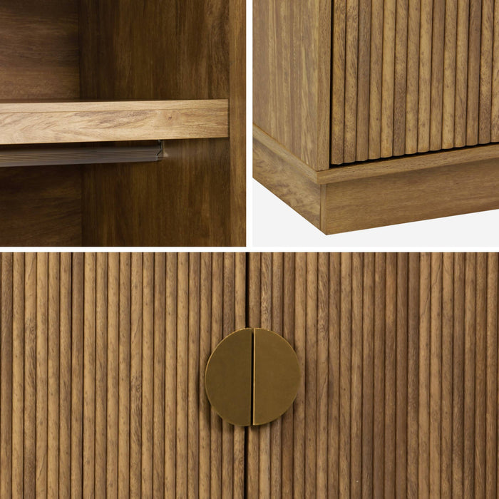 sweeek - Kledingkast met gegroefd mangohouteffect, 2 deuren