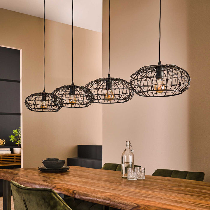 Giga Meubel - Hanglamp Zwart|Bruin - 4-Lichts - 150x170x34cm - Connect