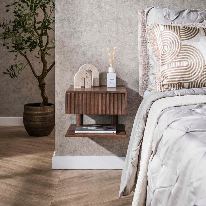 Giga Meubel - Nachtkastje Bruin Hout - 35x35x27cm - Carve