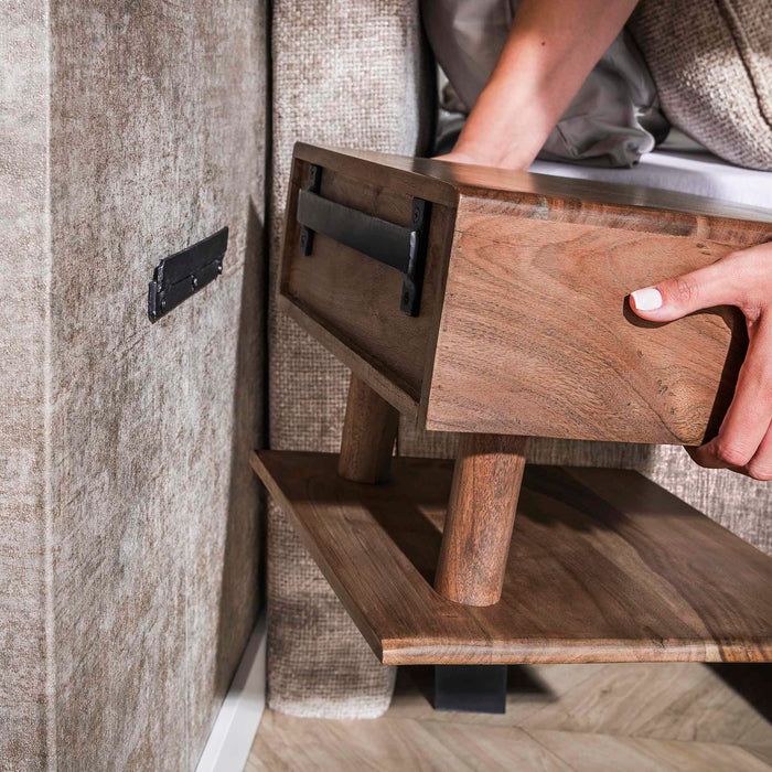 Giga Meubel - Nachtkastje Bruin Hout - 35x35x27cm - Carve