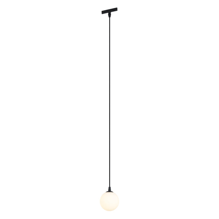 QAZQA Moderne hanglamp zwart met wit glas voor railsysteem 1-fase -