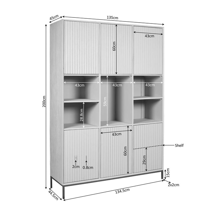 StarFurn - Vakkenkast Bruin Hout - 135x45x200cm - Madison XL